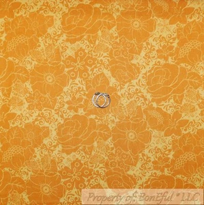 BonEful Fabric FQ Cotton Quilt Orange Yellow Gold Flower Butterfly Holiday Print - Picture 1 of 12