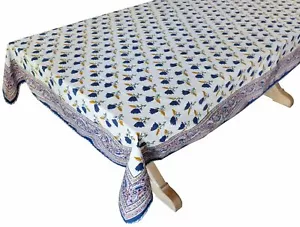 "Handblock bedruckte Tischdecke - Tulpenfleck - 90"" x 60" - Bild 1 von 3
