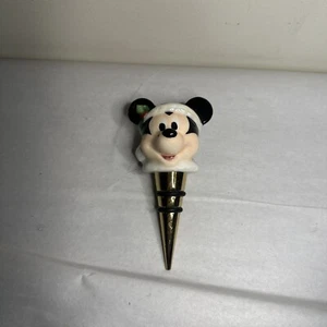 Disney Parks Mickey Mouse Christmas Wine Bottle Stopper Chrome - Picture 1 of 2