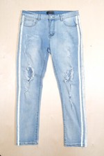 Amiri Denim Jeans 36 AUTHENTIC Stretch Distressed White Stripe Light Wash GREAT