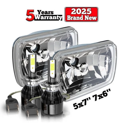 For International 4700 4900 8100 9900 9900I IX Pair 7x6"inch LED Headlight HILO - Image 1 of 4