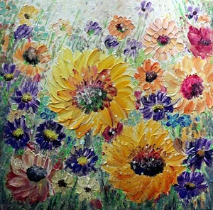 Summer Meadow – Original Modern Impressionist Floral Painting by Luiza Vizoli - Picture 1 of 9