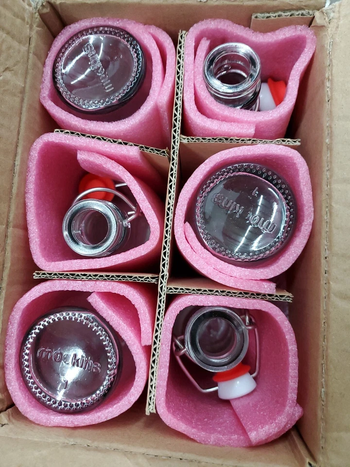 Mockins Set of 6 - 8.5 Oz. Reusable Clear Glass Bottles with Swing Top Stoppers Foto 1 de 1