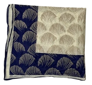 Vintage Print Navy Blue And Cream Anne Klein Square Scarf - Picture 1 of 2