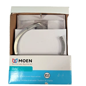 Anillo de toalla MOEN OXBY níquel cepillado Y1286BN varilla de gancho de montaje en pared 8" NUEVO EN CAJA - Imagen 1 de 5