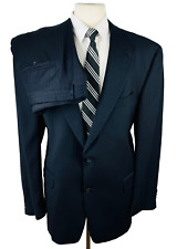 Hart Schaffner Marx Mens 44L Navy Blue USA Wool 2 Piece Suit W/Dress Pants 36x31