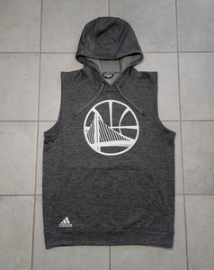 Adidas Men's Medium Golden State Warriors Hoodie Vest Warm Up Team Issue Gray - Picture 1 of 8