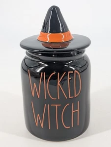 Rae Dunn Halloween Canister WICKED WITCH Black w/ Hat Topper - Picture 1 of 18