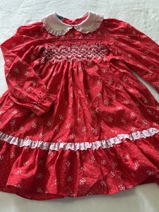 Vintage Polly Flinders Smocked Girl’s Size 6 Small S Fall Girls Dress Outfit - Picture 1 of 3