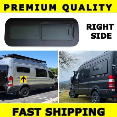 UNIVERSAL CAMPER VAN SLIDING OPENING WINDOW GLASS DARK TINT 800x270mm RIGHT SIDE - Image 1 of 4
