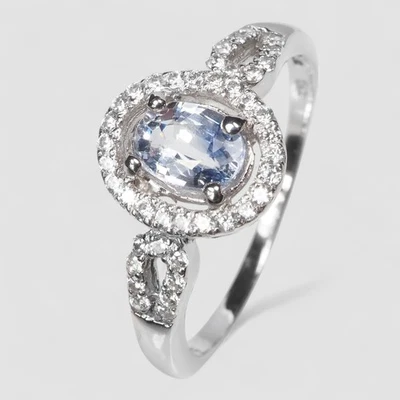 0.50Ct Pastel Blue Sapphire Oval 925 Sterling Silver Handmade Fine Jewelry Rings - Image 1 of 4