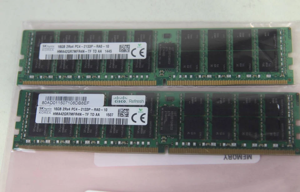 SK HYNIX 16GB PC4-17000 DDR4 RDIMM MEMORY MODULES | HMA42GR7MFR4N-TF | LOT OF 2 - Image 1 of 3
