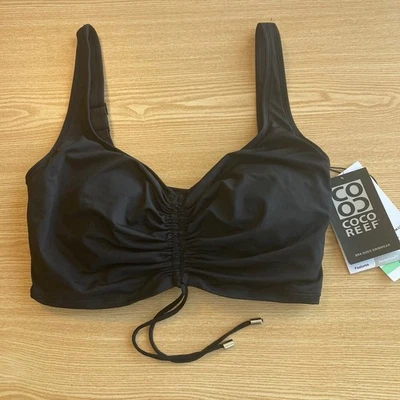 Sujetador Coco Reef Elevate Talla Fruncido Con Aros Natación Bikini Top 34DD Negro Nuevo con Etiquetas Foto 1 de 4