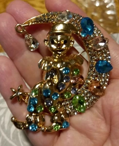 Broche Colgante Payaso Media Luna Cuelga Gota Brillo Grande Brillante Glamour Fabuloso  - Imagen 1 de 16