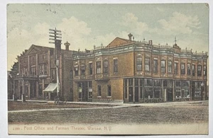 Farman Theater & Post Office Warsaw NY New York Posted 1910 Postcard - Picture 1 of 2