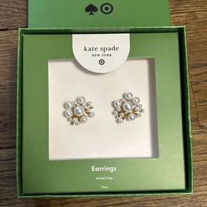 Kate Spade NY x Target Pearl White Gold Cluster Stud Earrings Nickel Free NIB - Picture 1 of 2