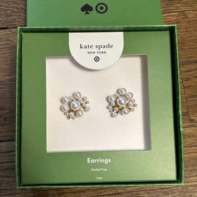 Kate Spade NY x Target Pearl White Gold Cluster Stud Earrings Nickel Free NIB - Image 1 of 2