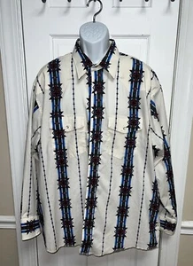 Camisa Wrangler Para Hombre Perla Rayas Azteca Rodeo Western Manga L Talla XXL - Imagen 1 de 16