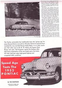 1952 Pontiac Chieftan Four-Door Sedan, Lengthy ROAD TEST From Speed Age Magazine - Picture 1 of 1