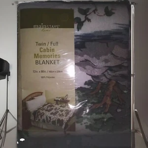 NIP Mainstays Cabin Memories Blanket ~ Twin/Full ~ 72" x 90" Bedding - Picture 1 of 6