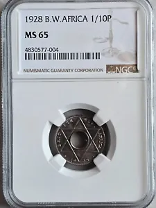 British West Africa 1/10 Penny 1928 NGC MS 65 - Picture 1 of 2