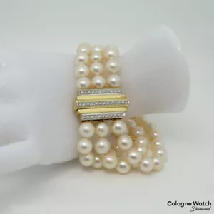 Armband Perlenarmband mit ca. 0,70ct TW-vsi Brillant in 750/18K Weiß-/Gelbgold - Bild 1 von 5