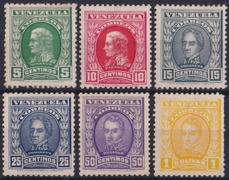 F-EX56481 VENEZUELA 1911 MH PATRIOTA BOLÍVAR MIRANDA. Foto 1 de 2