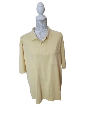 Haggar Mens Polo Shirt Yellow Tipped Short Sleeve W/Stitched Checks XXL - Image 1 of 4