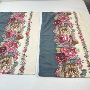 vtg jcpenney pillowcase pair standard blue pink floral blend y2k 80s 90s - Picture 1 of 12