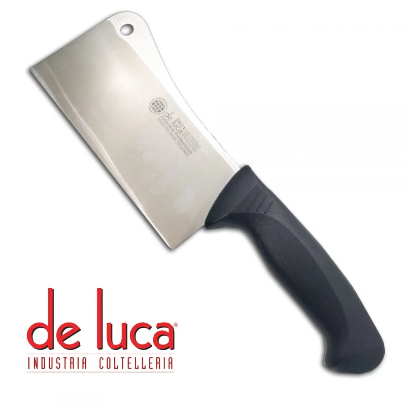 DE LUCA COLTELLERIE COLTELLO MANNAIA 180mm DA CUCINA MACELLAIO "DE LUCA" LAMA IN ACCIAIO INOX