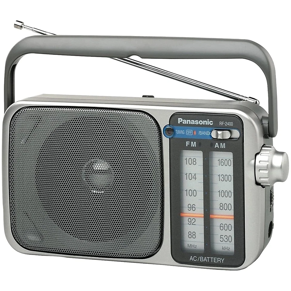 Panasonic Portable AM / FM Radio  Battery Operated Analog Radio  AC Powered  Sil - Image 1 of 1