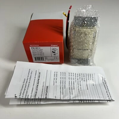 WattStopper PW-301-I PIR Wall Switch Sensor Ivory 120/277VAC 50/60Hz NEW - Image 1 of 4