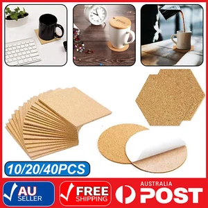 10/40 Self-adhesive Cork Coasters Round Square Cork Mats Cork Backing Sheets DIY - Picture 1 of 14