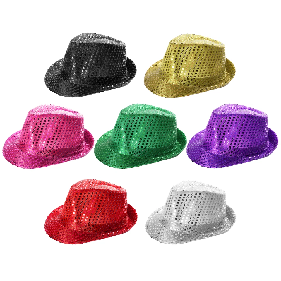 PACK OF SEQUIN TRILBY HATS FEDORA DANCE THEATRE SHOW FANCY DRESS PARTY LOT - Image 1 of 1