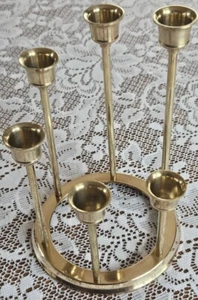Brass Candle Holder Ascending 6 Stem Unscrews for Easy Storage Christmas Holiday - Picture 1 of 8