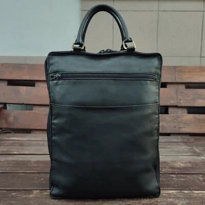 LONGCHAMP Vintage 60s - 70s Vertical Black Leather Travel Suitcase Luggage Bag - Picture 1 of 23