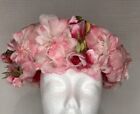 Vintage Pink Flower Turned Up Brim Mesh Interior Hat