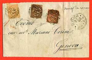 ITALIA - 1882 MISTA DUE RE. (TWO KINGS) part of cover (2888-a54) - Picture 1 of 2