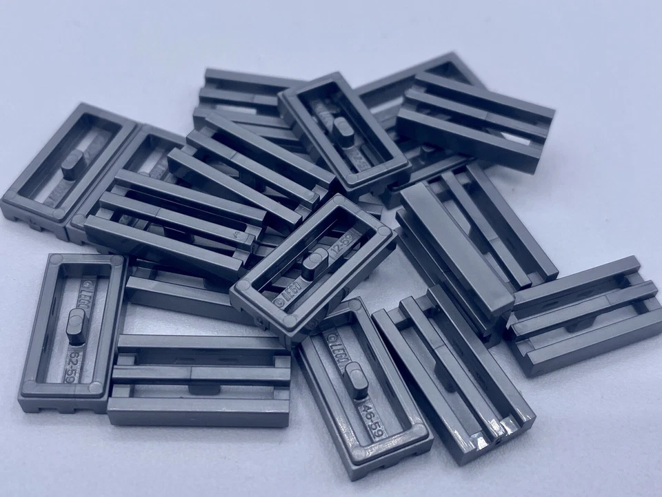 Lego Parts Lot (20)~ Flat Silver Tile Modified 1 x 2 Grille Bottom Lip No 2412b - Image 1 of 1