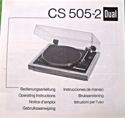 TOCADISCOS DUAL CS 505-2 MANUAL DEL PROPIETARIO MUY BUENA COPIA NO ES ORIGINAL Foto 1 de 2