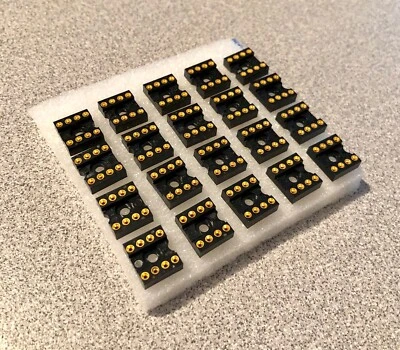 100件装全新金色AUGAT 8针DIP金针和金色触点封闭框架IC插座 — 第 1/4 张图片