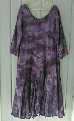 Vintage Phool Womens Plus 2X Maxi Dress Purple Hippie Boho Tie Dye Cottagecore - Image 1 of 4