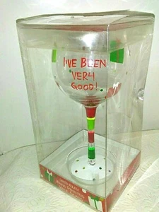 Dei DennisEast pintado a mano 16 oz. Vaso de vino - Nuevo en caja - ""¡He estado muy bueno!"-#81332" - Imagen 1 de 7