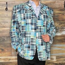 NWT Grant Thomas Cotton Multicolor Patchwork Dual Vent Blazer Jacket 2XL $129