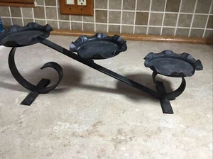 Black Metal 3 Pillar Candle Stand Display Holder Candelabra 16” # - Picture 1 of 7