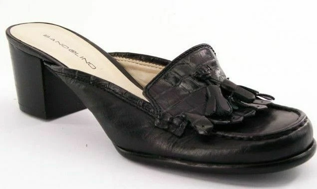 Nuevo BANDOLINO Mujer Negro Cuero Tacón Informal Deslizable Sandalia Zapato Talla 7.5 M Foto 1 de 1