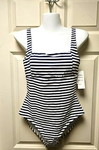 NWT~Leilani Women's Tank Style 1-Piece Swimsuit Navy Blue & White Stripe~Size 8 - Picture 1 of 7
