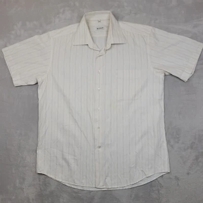 Camisa Balmain Hombre Grande Manga Corta Vestido Oxford Traje Blanco Sombra Rayas 41/42 Foto 1 de 4