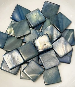 Mother of Pearl Blue Square 15mm Beads - 26 Beads - Picture 1 of 4