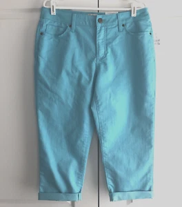 St. John's Bay Women Capri Pants Size 12 Blue/Turquoise NWT Secretly Slender - Picture 1 of 7